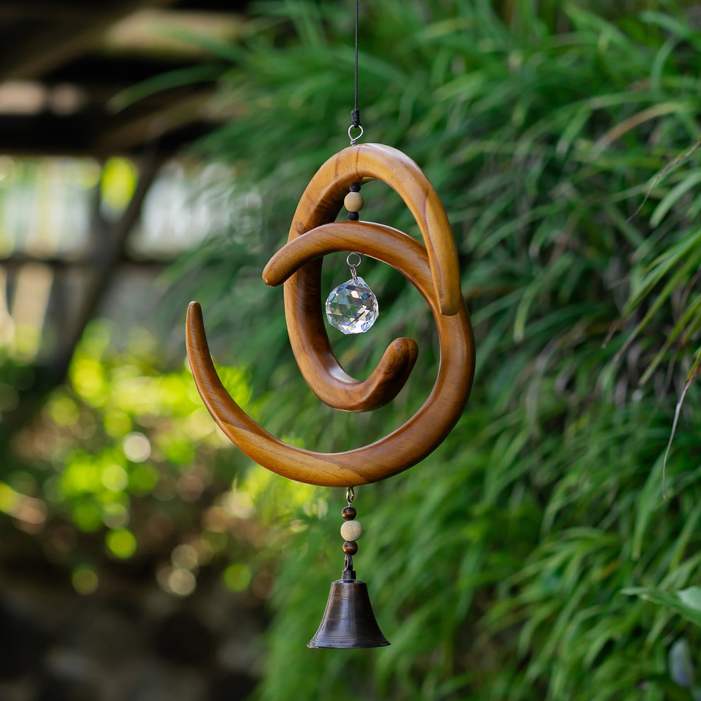 Recycled Teak Sun Catcher - Spinning Spiral Set of 2 By Garden Age Supply | Sculptures | Modishstore - 3