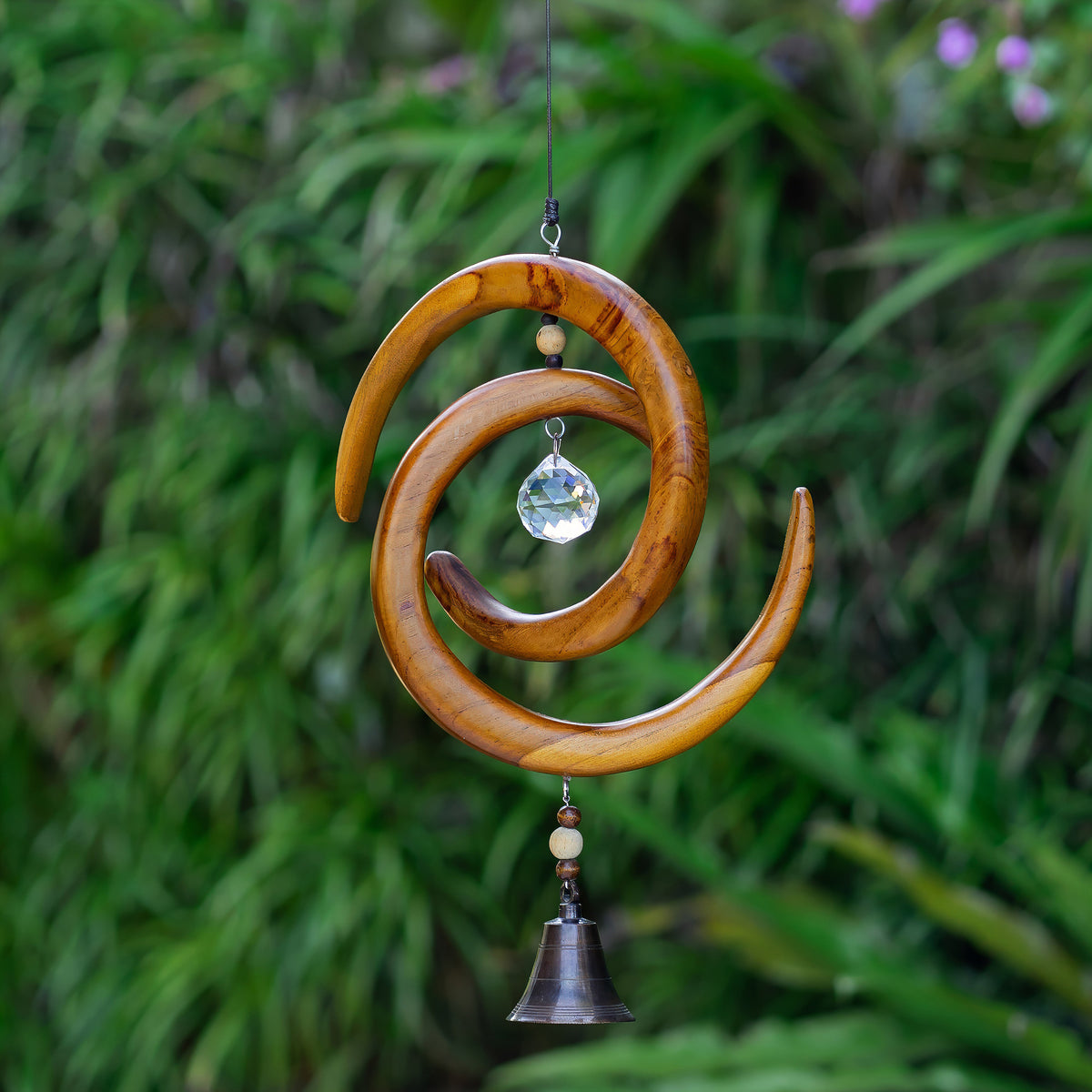 Recycled Teak Sun Catcher - Spinning Spiral Set of 2 By Garden Age Supply | Sculptures | Modishstore - 1