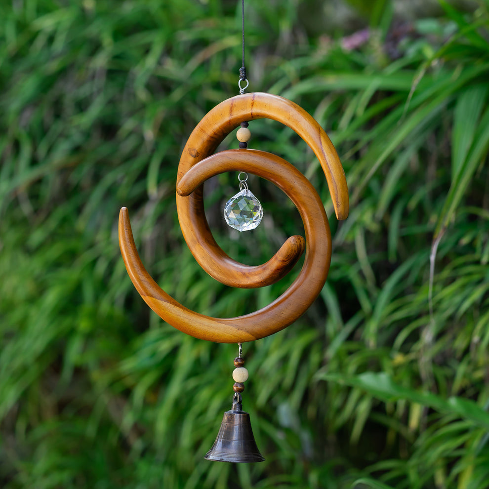 Recycled Teak Sun Catcher - Spinning Spiral Set of 2 By Garden Age Supply | Sculptures | Modishstore - 2
