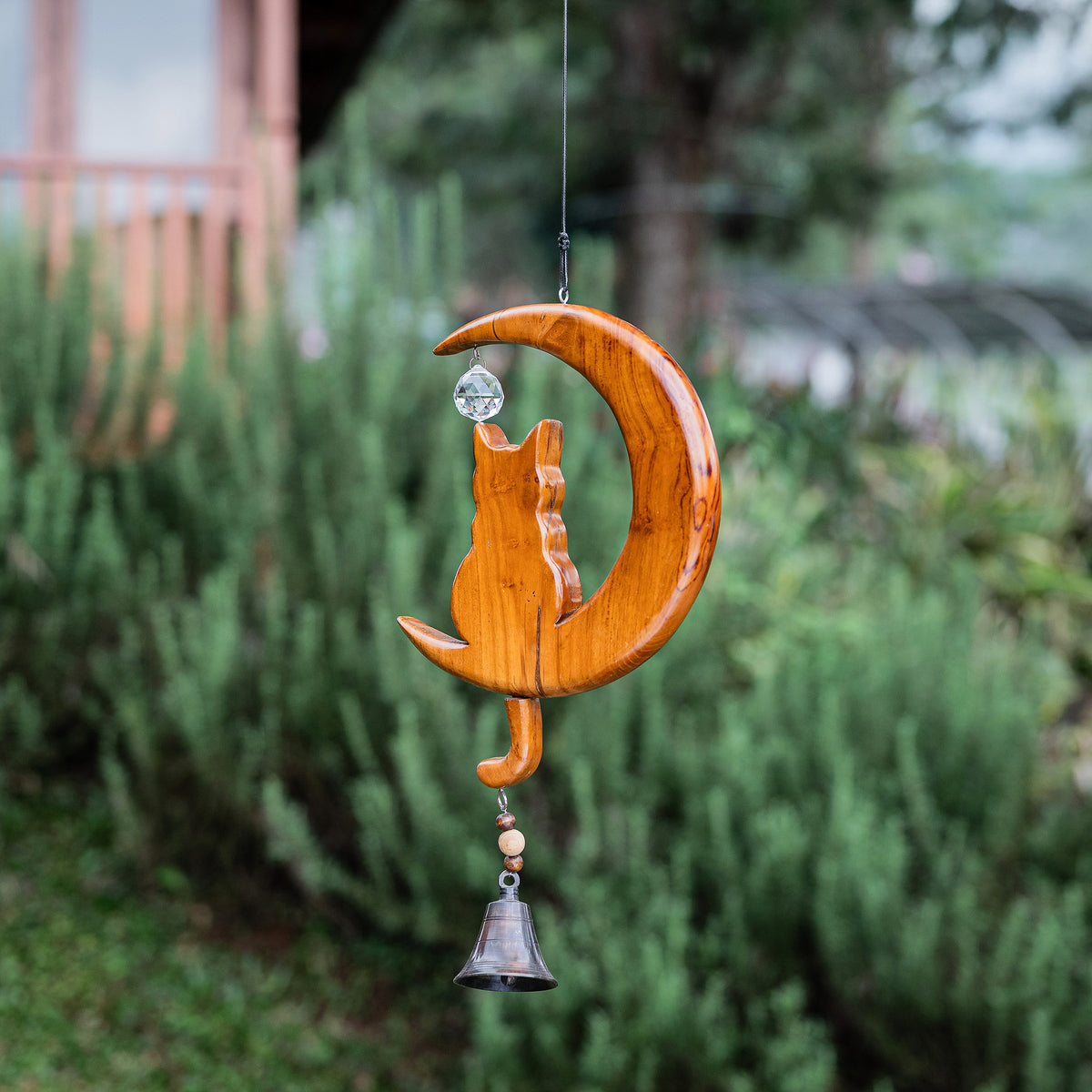 Recycled Teak Sun Catcher - Cat on the Moon Set of 2 By Garden Age Supply | Sculptures | Modishstore - 1