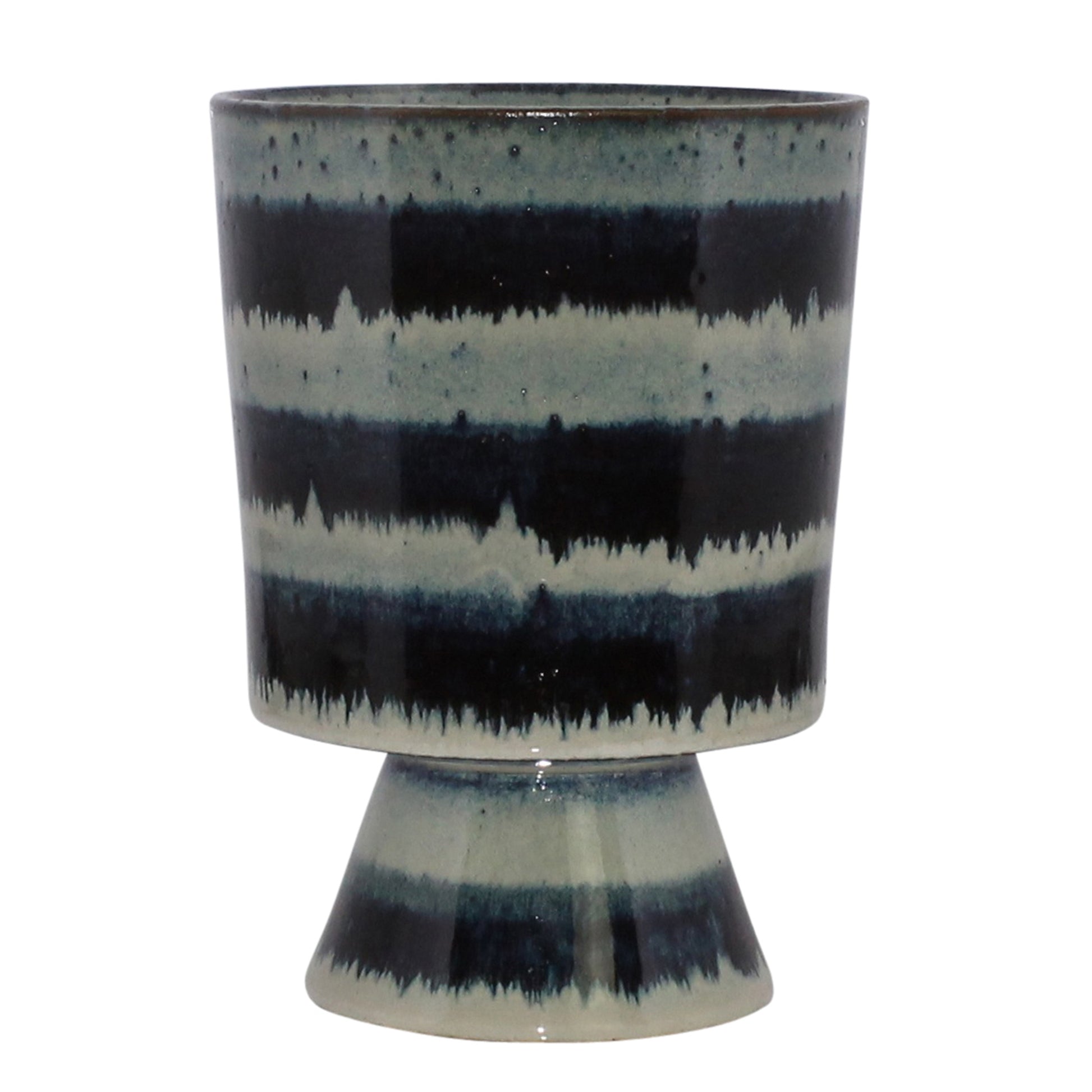 Toku Chalice, Ceramic - Indigo Stripe Set Of 4 By HomArt | Ornaments | Modishstore - 2