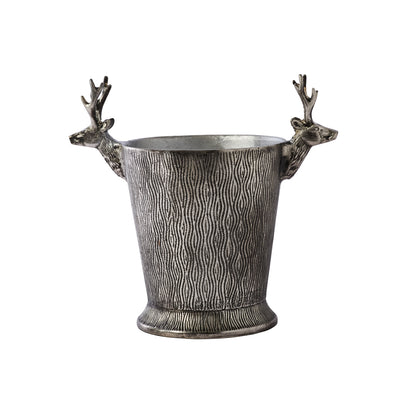 Silver Deer Bucket By Accent Decor | Planters, Troughs & Cachepots | Modishstore - 2