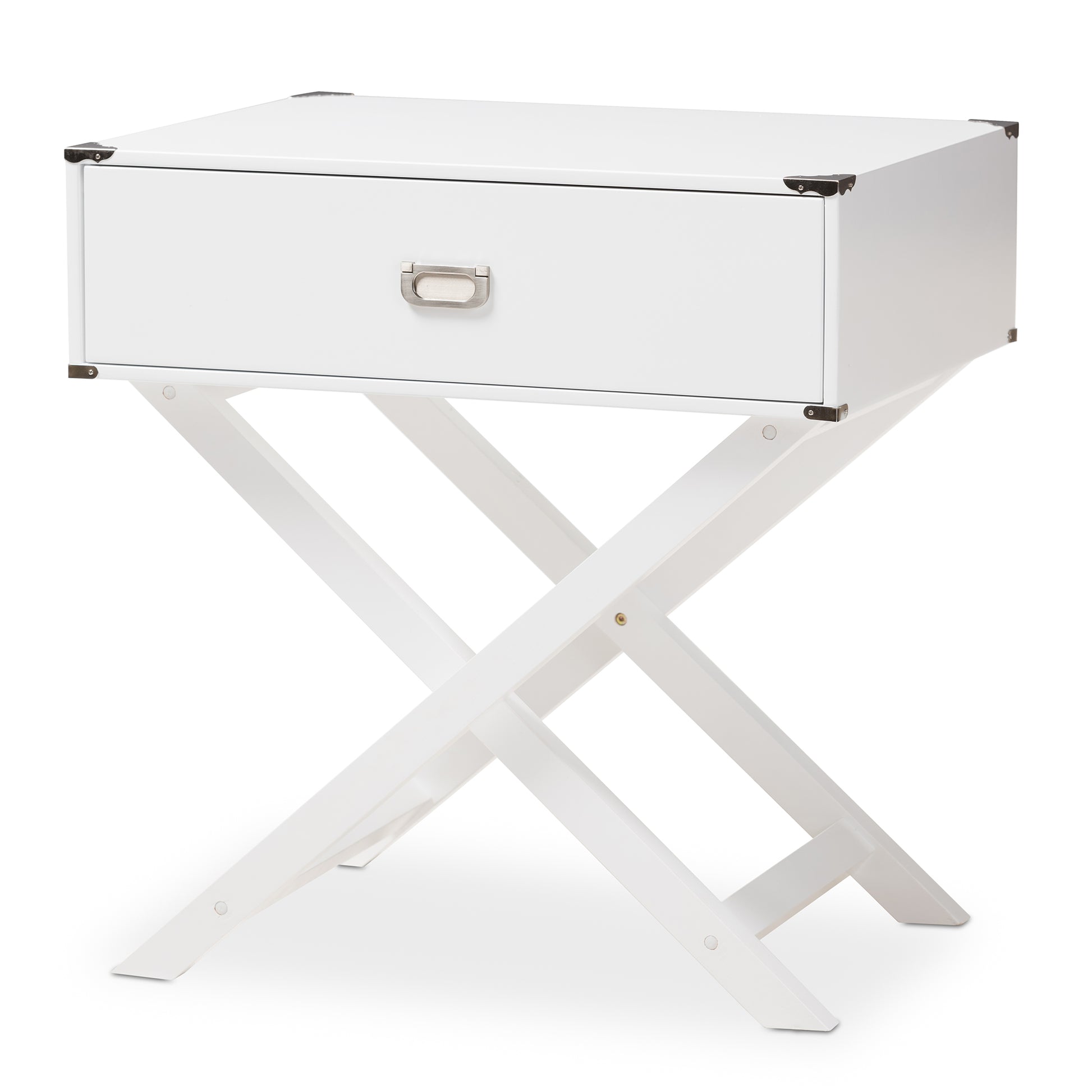 Baxton Studio Curtice Modern And Contemporary White 1-Drawer Wooden End Table | End Tables | Modishstore - 2