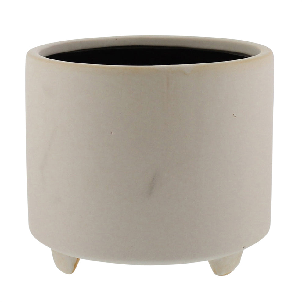 Simon Footed Planter, Ceramic, White - Large - Matte White Set Of 4 By HomArt | Planters, Troughs & Cachepots | Modishstore - 5