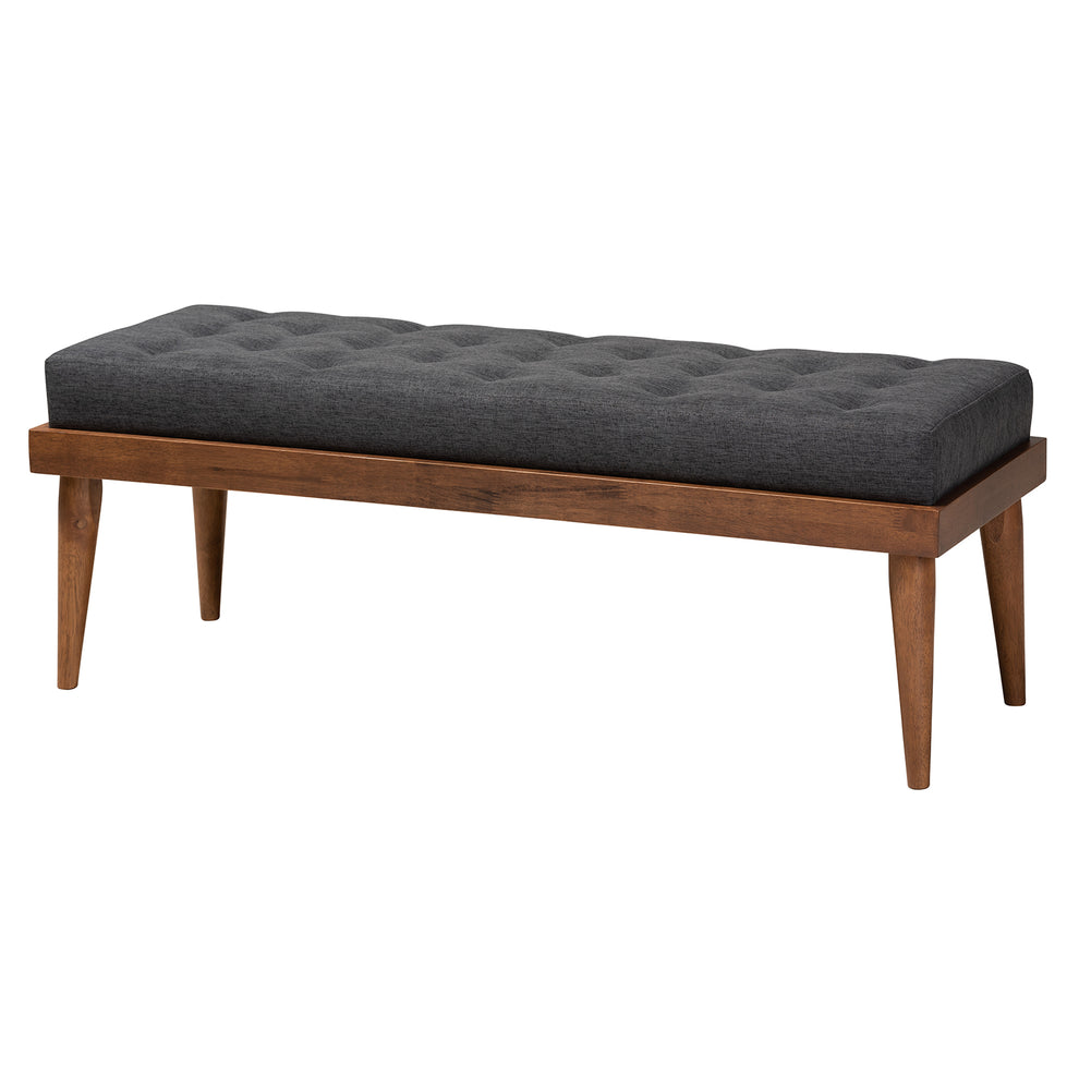 Baxton Studio Valencia Mid-Century Modern Dark Grey Fabric Upholstered King Size 2-Piece Bedroom Set | Beds | Modishstore - 5
