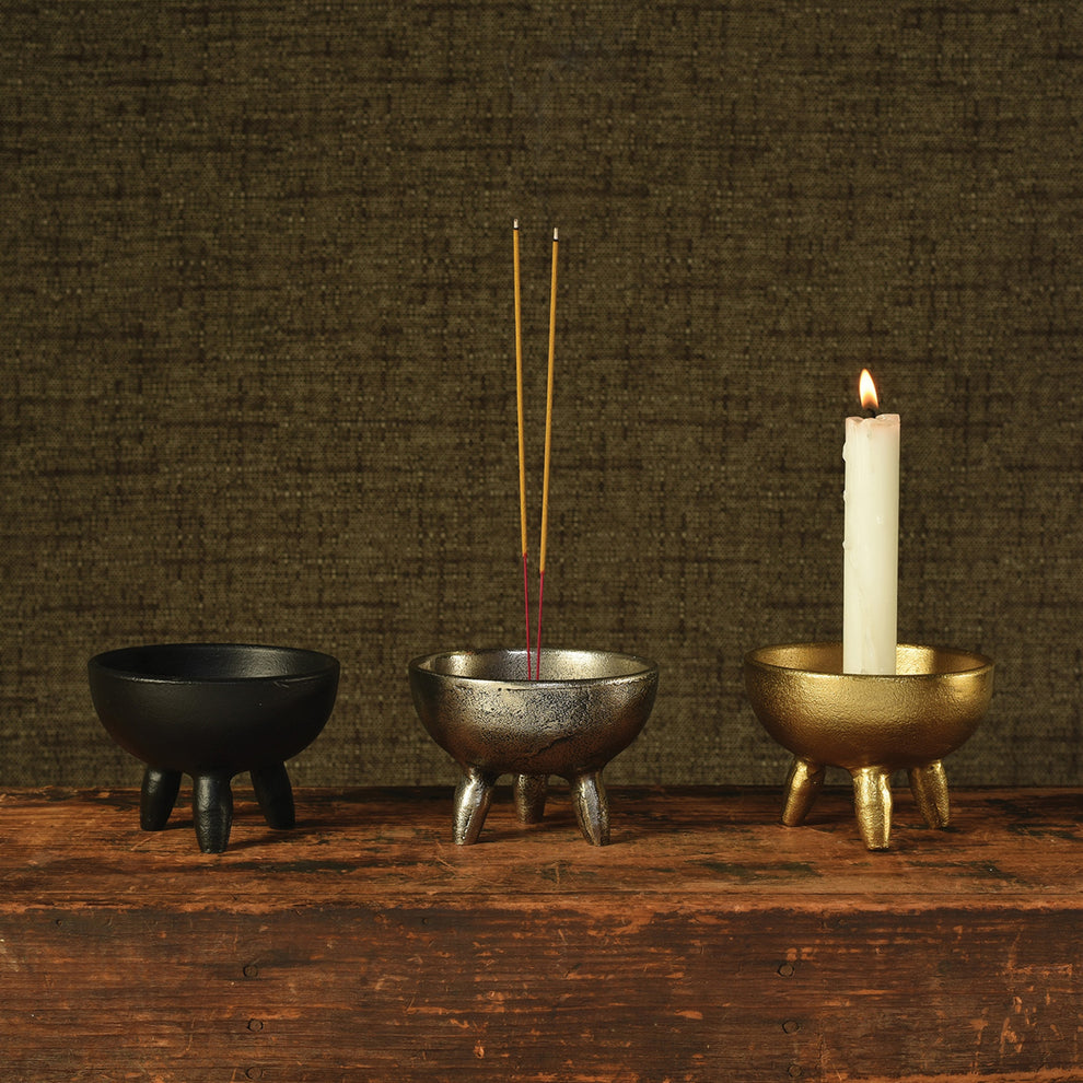 Naomi Taper / Incense Holder, Black - Matte Black Set Of 4 By HomArt | Candle Holders | Modishstore - 5