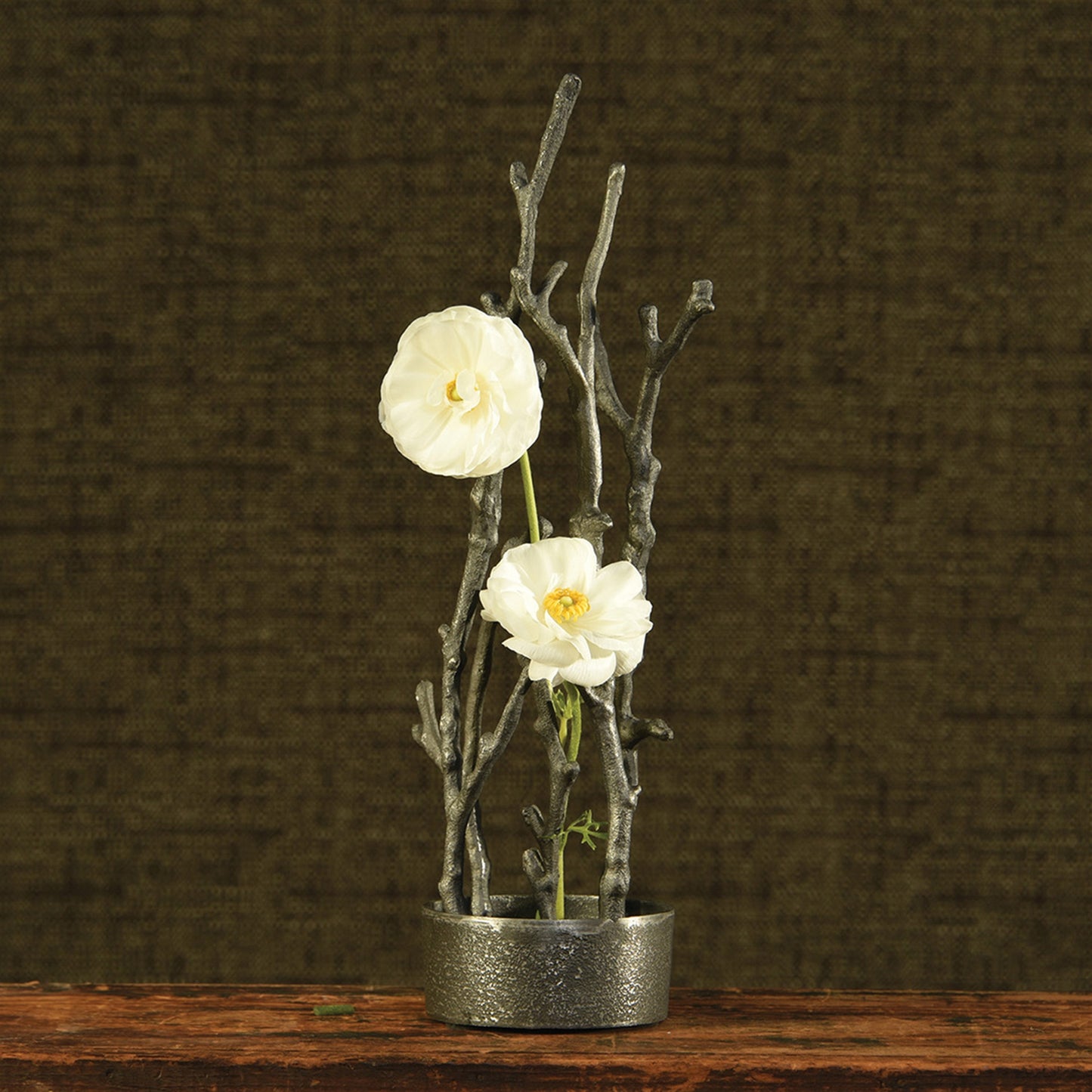 Sculptural Branch Vase, Metal - Round - Nickle By HomArt | Vases | Modishstore - 2