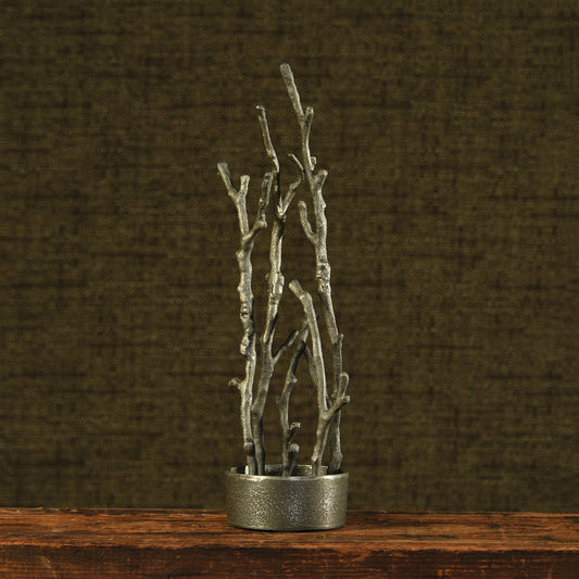 Sculptural Branch Vase, Metal - Round - Nickle By HomArt | Vases | Modishstore - 1