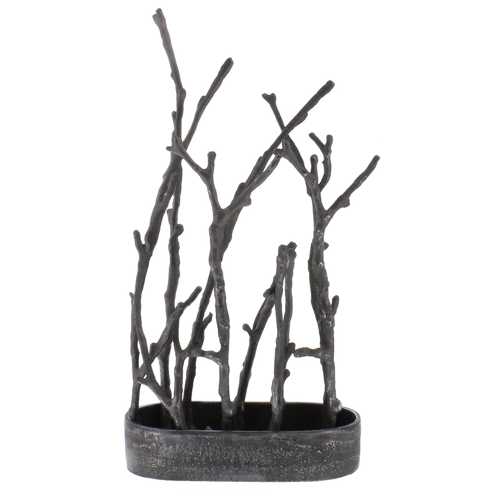 Sculptural Branch Vase, Metal - Oval - Nickle By HomArt | Vases | Modishstore - 3