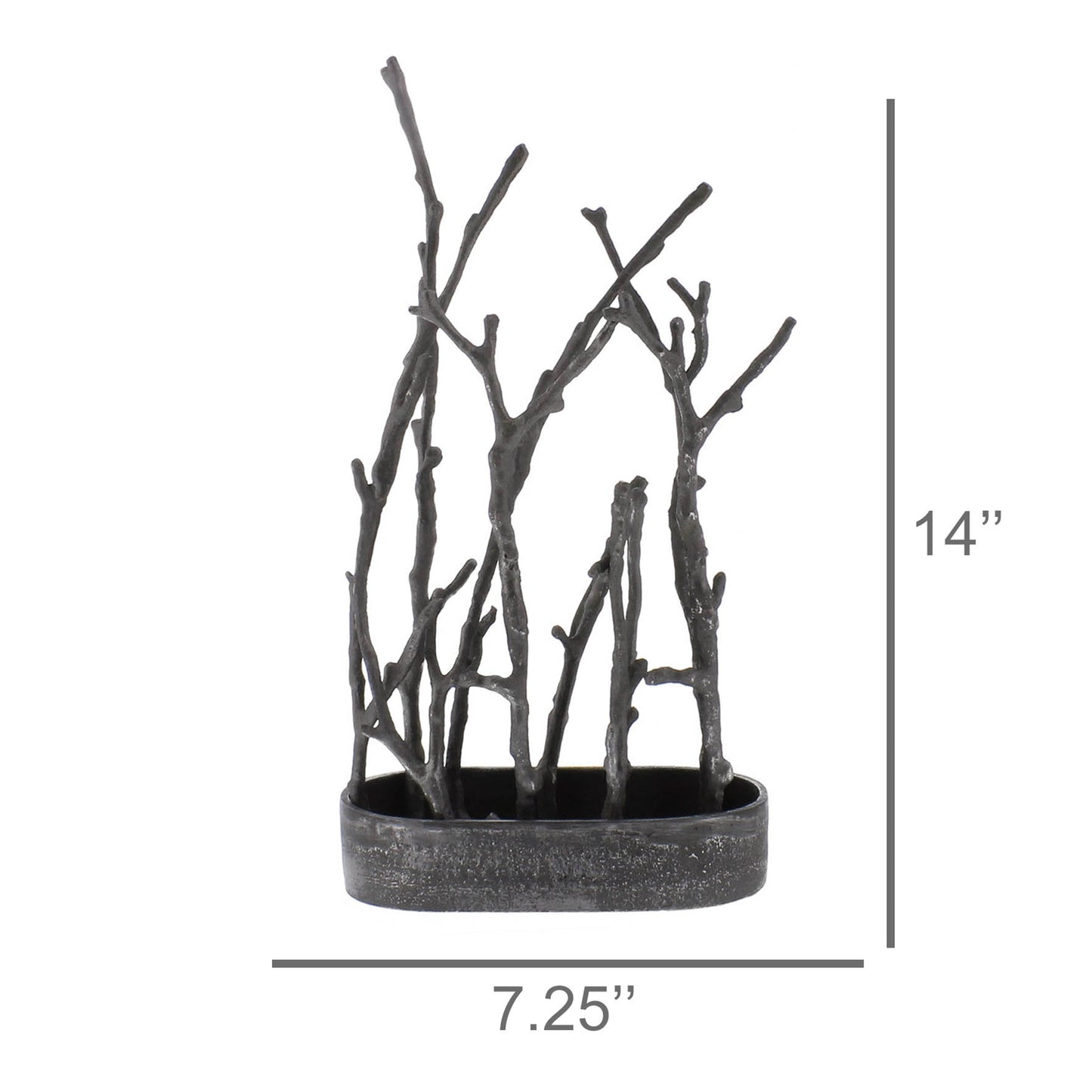 Sculptural Branch Vase, Metal - Oval - Nickle By HomArt | Vases | Modishstore - 4