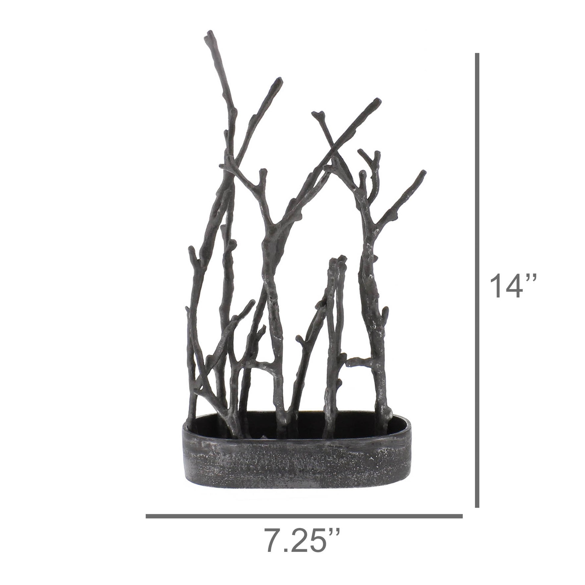 Sculptural Branch Vase, Metal - Oval - Nickle By HomArt | Vases | Modishstore - 4