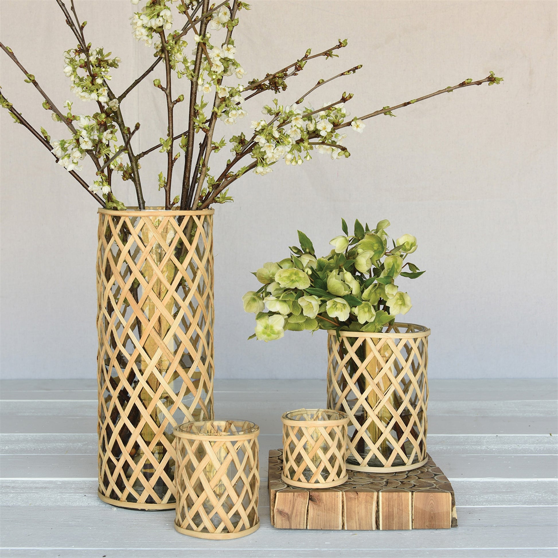 Cane Weave Vase - Grand Set Of 4 By HomArt | Vases | Modishstore - 1