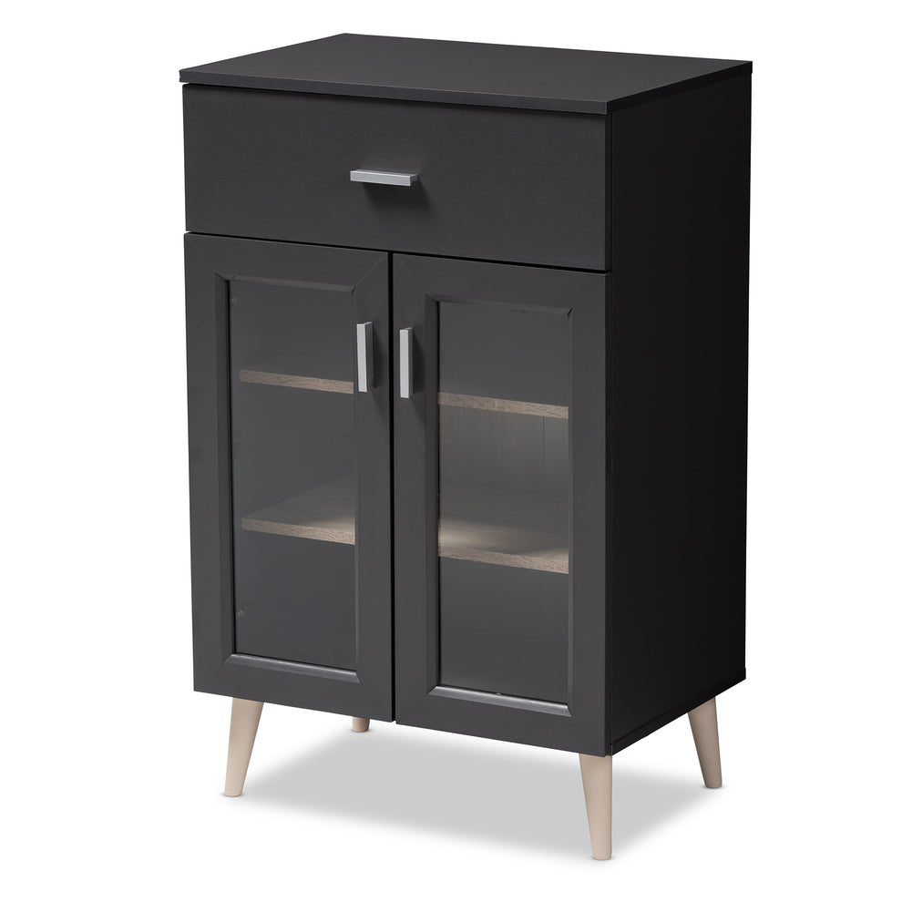 Baxton Studio Jonas Modern and Contemporary Dark Grey and Oak Brown Finished Kitchen Cabinet | Cabinets | Modishstore - 4