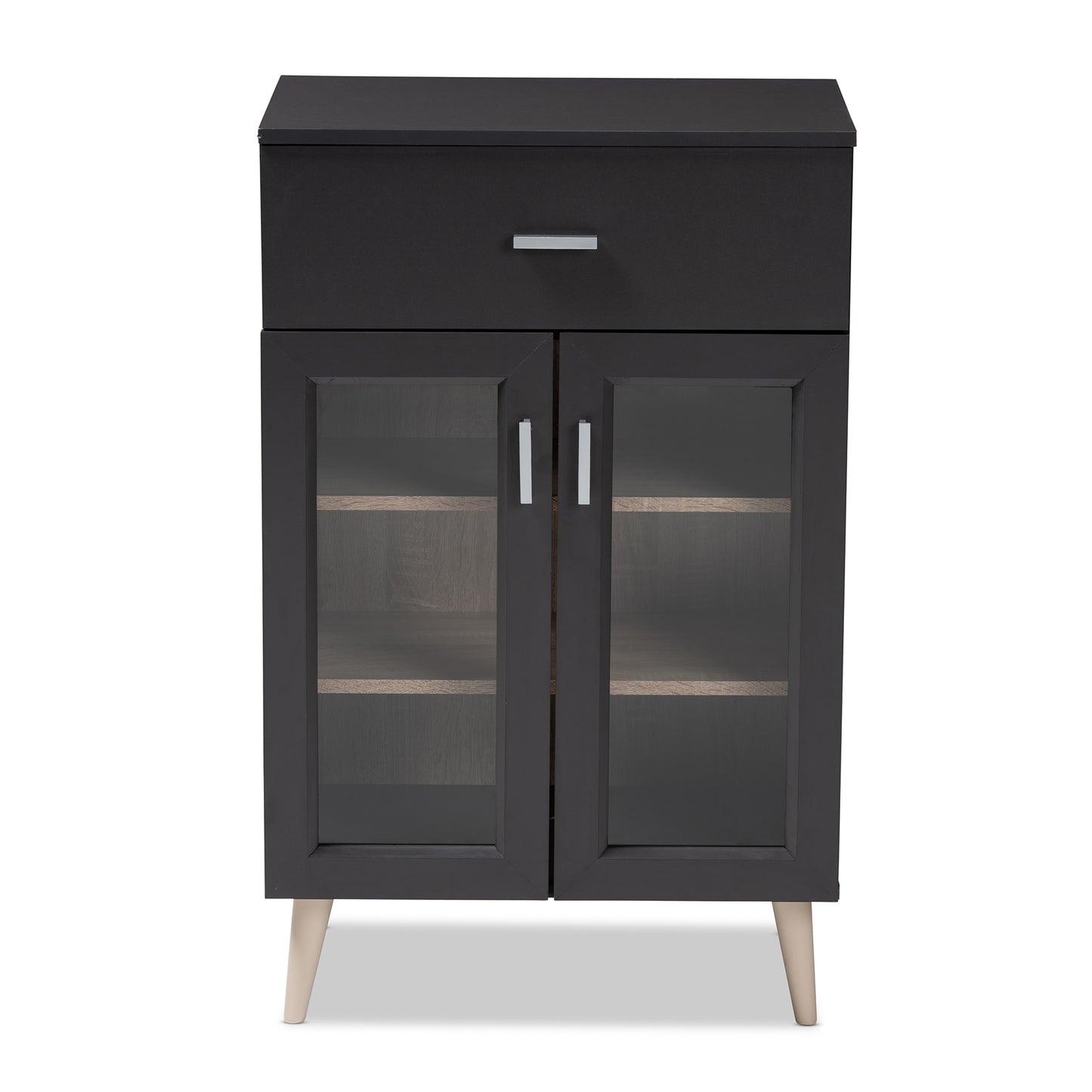 Baxton Studio Jonas Modern and Contemporary Dark Grey and Oak Brown Finished Kitchen Cabinet | Cabinets | Modishstore - 6