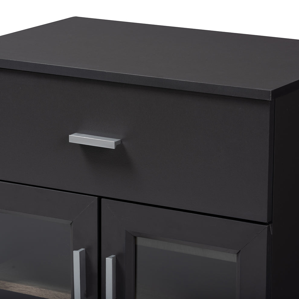 Baxton Studio Jonas Modern and Contemporary Dark Grey and Oak Brown Finished Kitchen Cabinet | Cabinets | Modishstore - 8