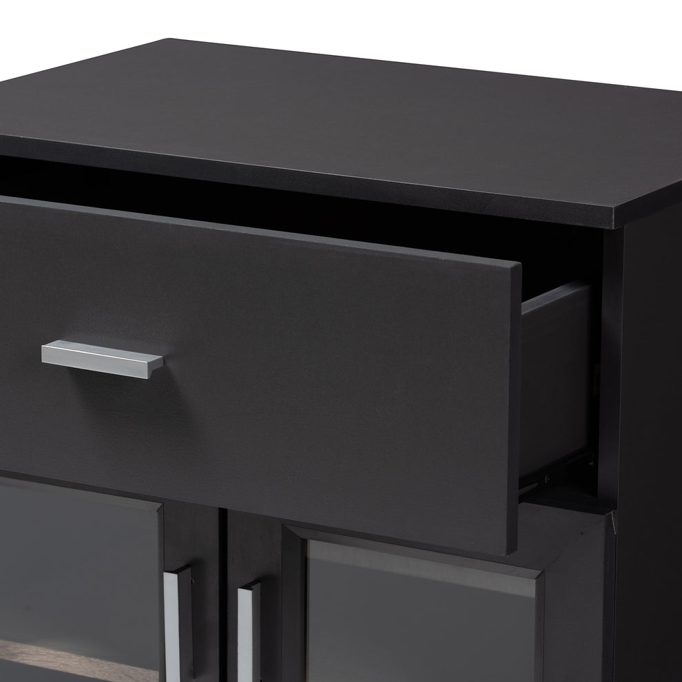 Baxton Studio Jonas Modern and Contemporary Dark Grey and Oak Brown Finished Kitchen Cabinet | Cabinets | Modishstore - 9