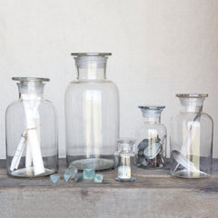 Pharmacy Jar with Stopper - Large - Clear Set Of 4 By HomArt