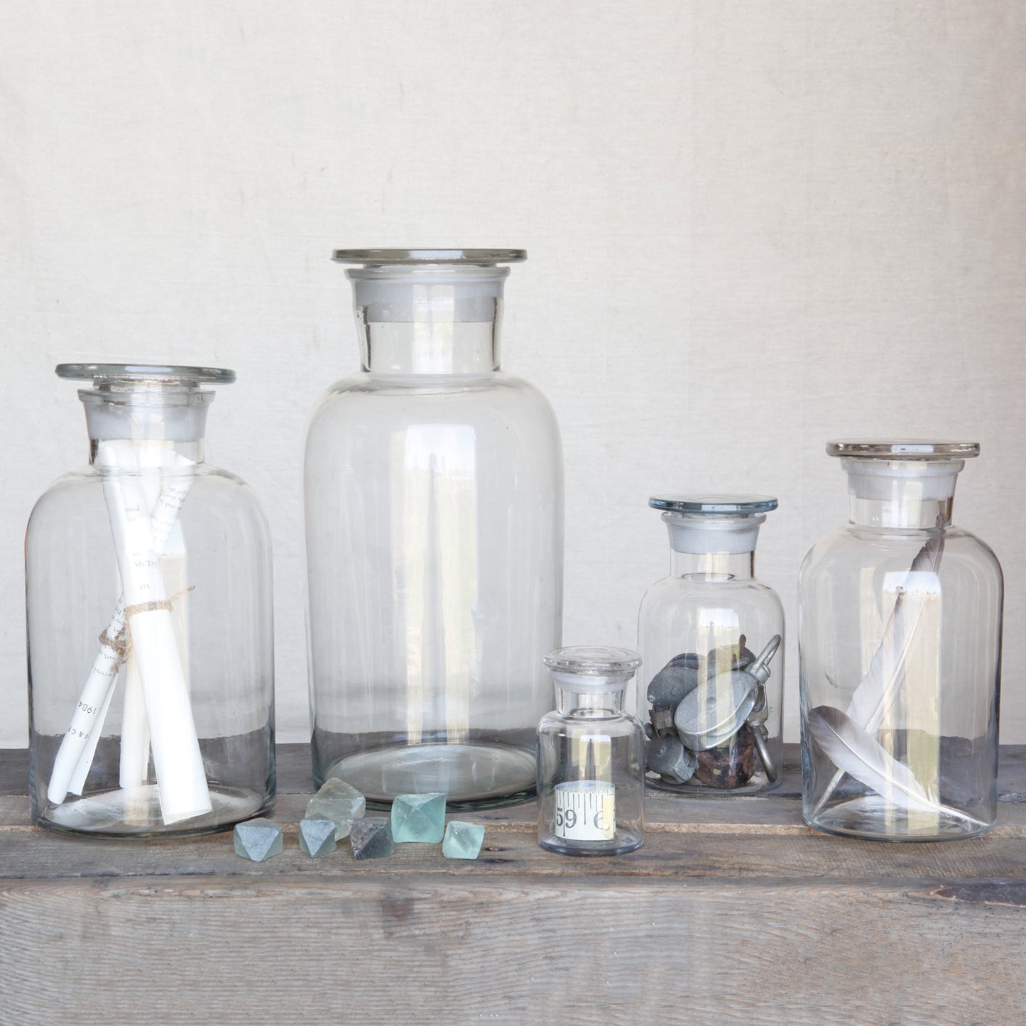 Pharmacy Jar with Stopper - Ex Large - Clear Set Of 4 By HomArt | Jars & Canisters | Modishstore