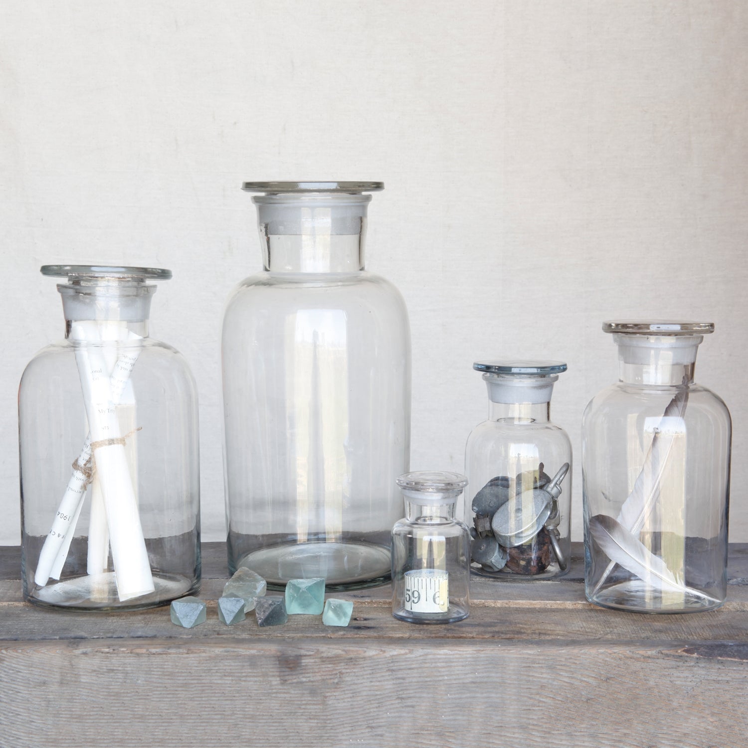 Pharmacy Jar with Stopper - Ex Large - Clear Set Of 4 By HomArt | Jars & Canisters | Modishstore