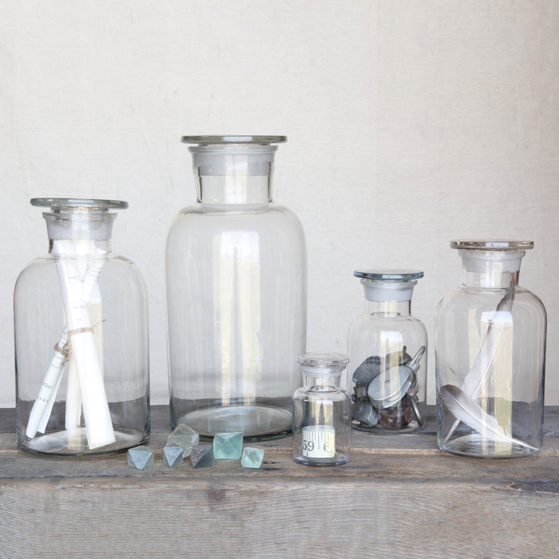 Pharmacy Jar with Stopper - Ex Large - Clear Set Of 4 By HomArt | Jars & Canisters | Modishstore