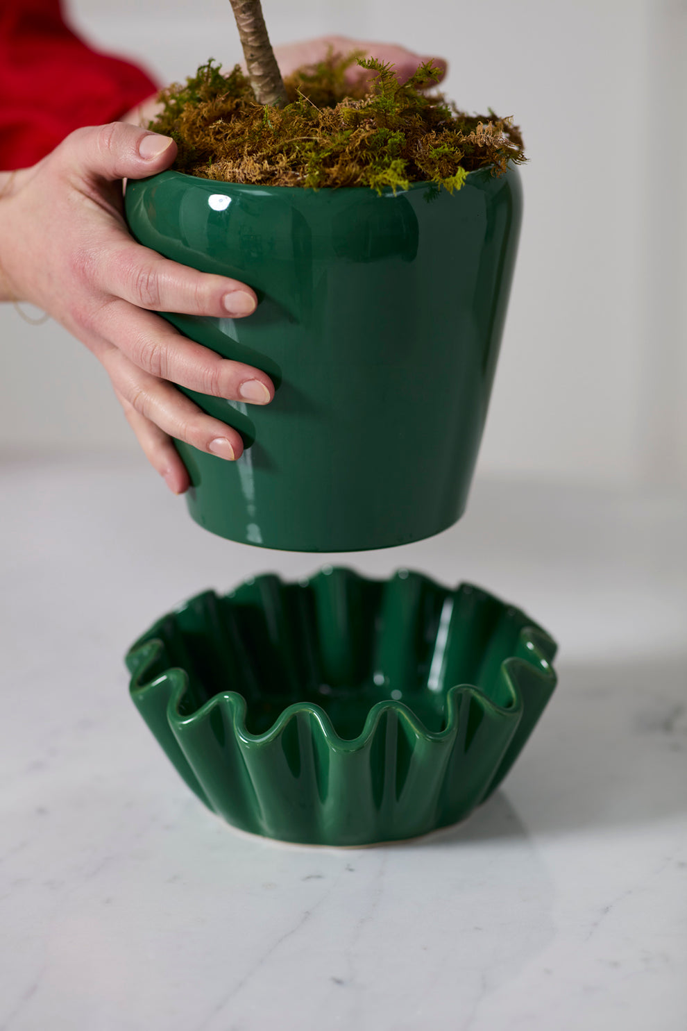 Lorelai Pot with Saucer Set of 2 By Accent Decor | Planters, Troughs & Cachepots | Modishstore - 5
