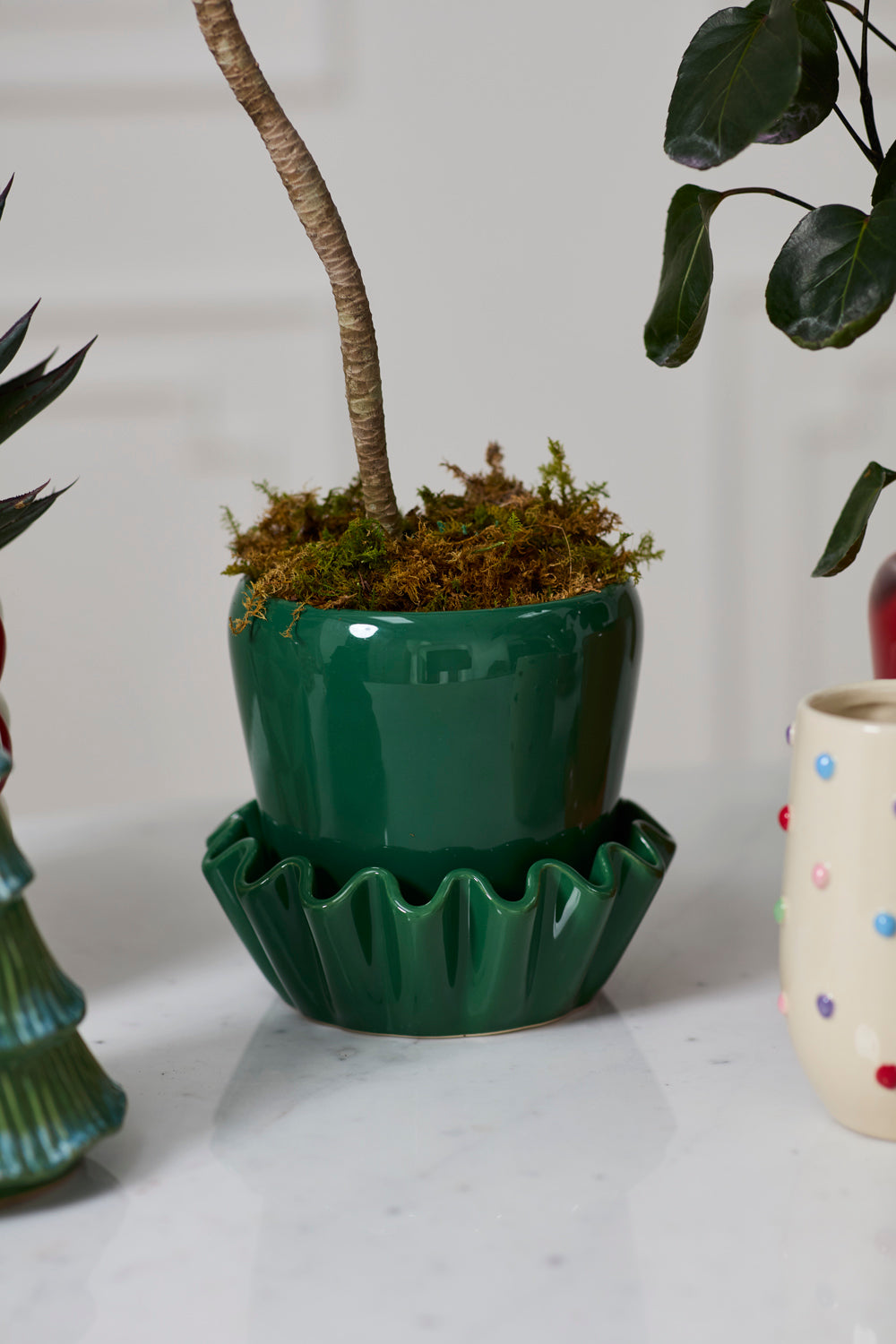 Lorelai Pot with Saucer Set of 2 By Accent Decor | Planters, Troughs & Cachepots | Modishstore - 4