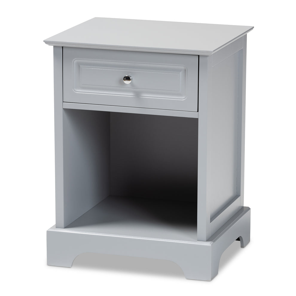 Baxton Studio Chase Modern Transitional Light Grey Finished 1-Drawer Wood End Table | Cabinets | Modishstore - 4
