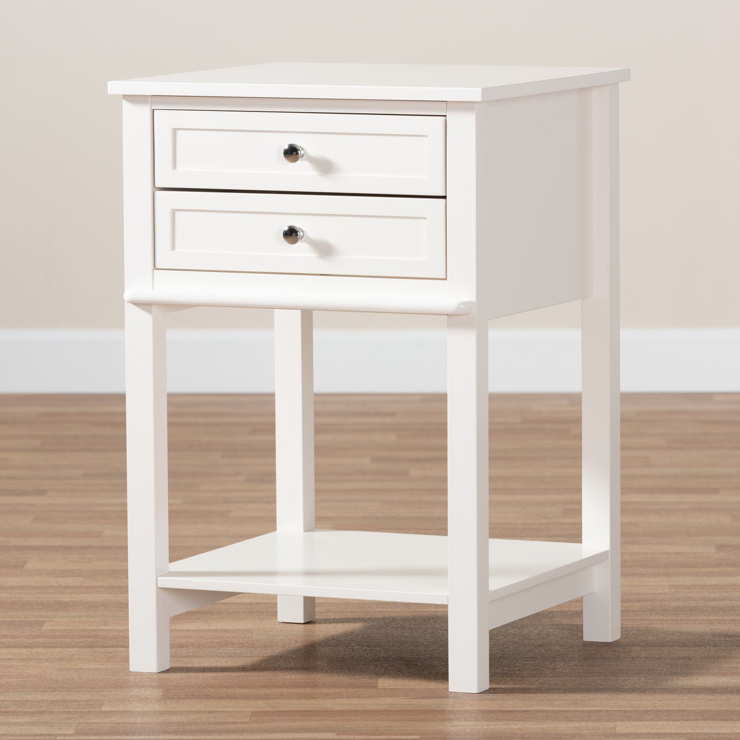 Baxton Studio Willow Modern Transitional Light Grey Finished 2-Drawer Wood End Table | Cabinets | Modishstore - 11