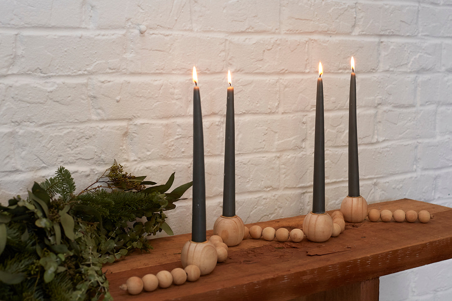Wooden Bead Candleholder Set of 4 By Accent DŽcor