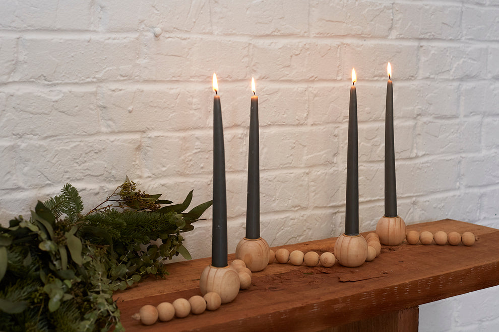 Wooden Bead Candleholder Set of 4 By Accent Decor | Candle Holders | Modishstore - 3