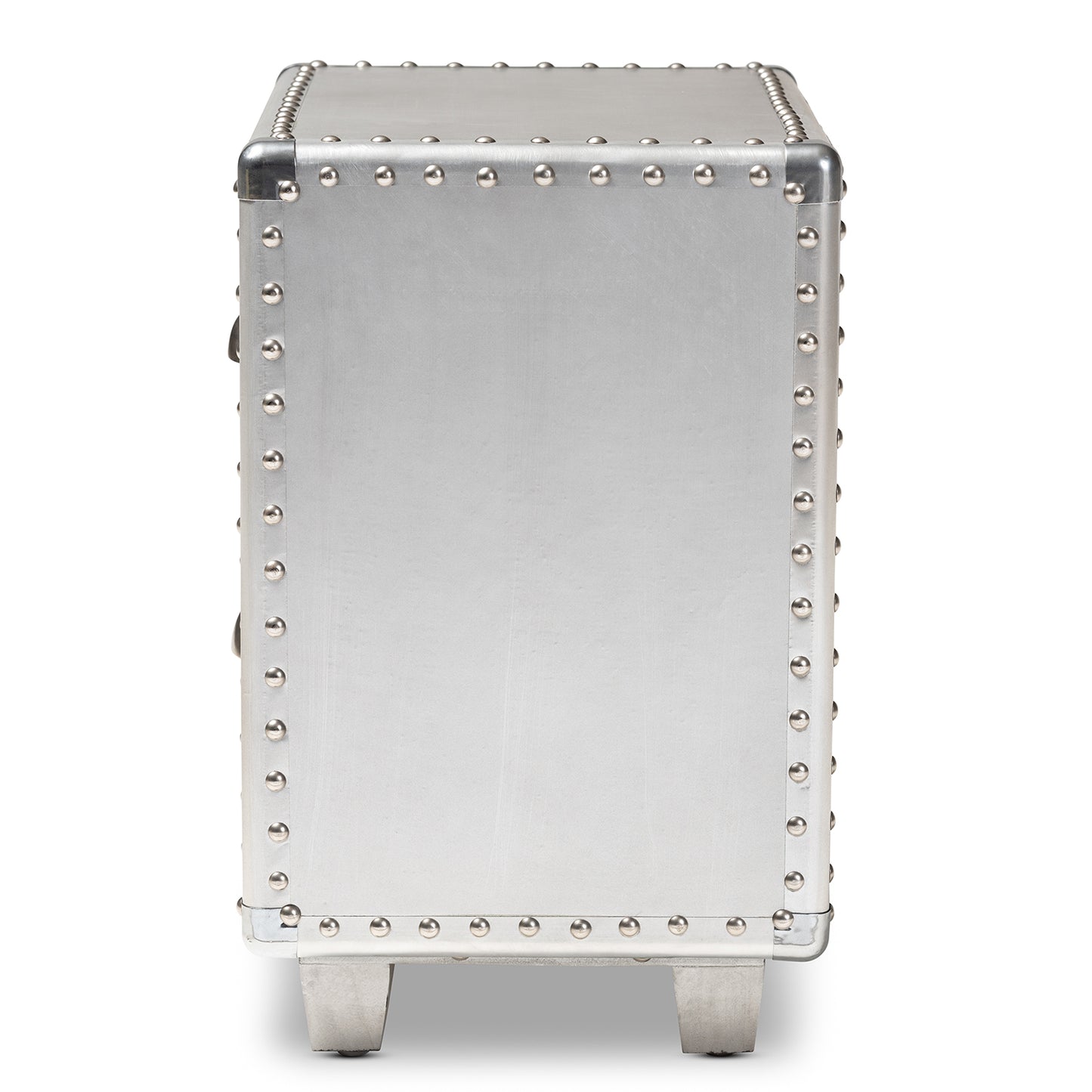 Baxton Studio Davet French Industrial Silver Metal 2-Drawer End Table | Cabinets | Modishstore - 7