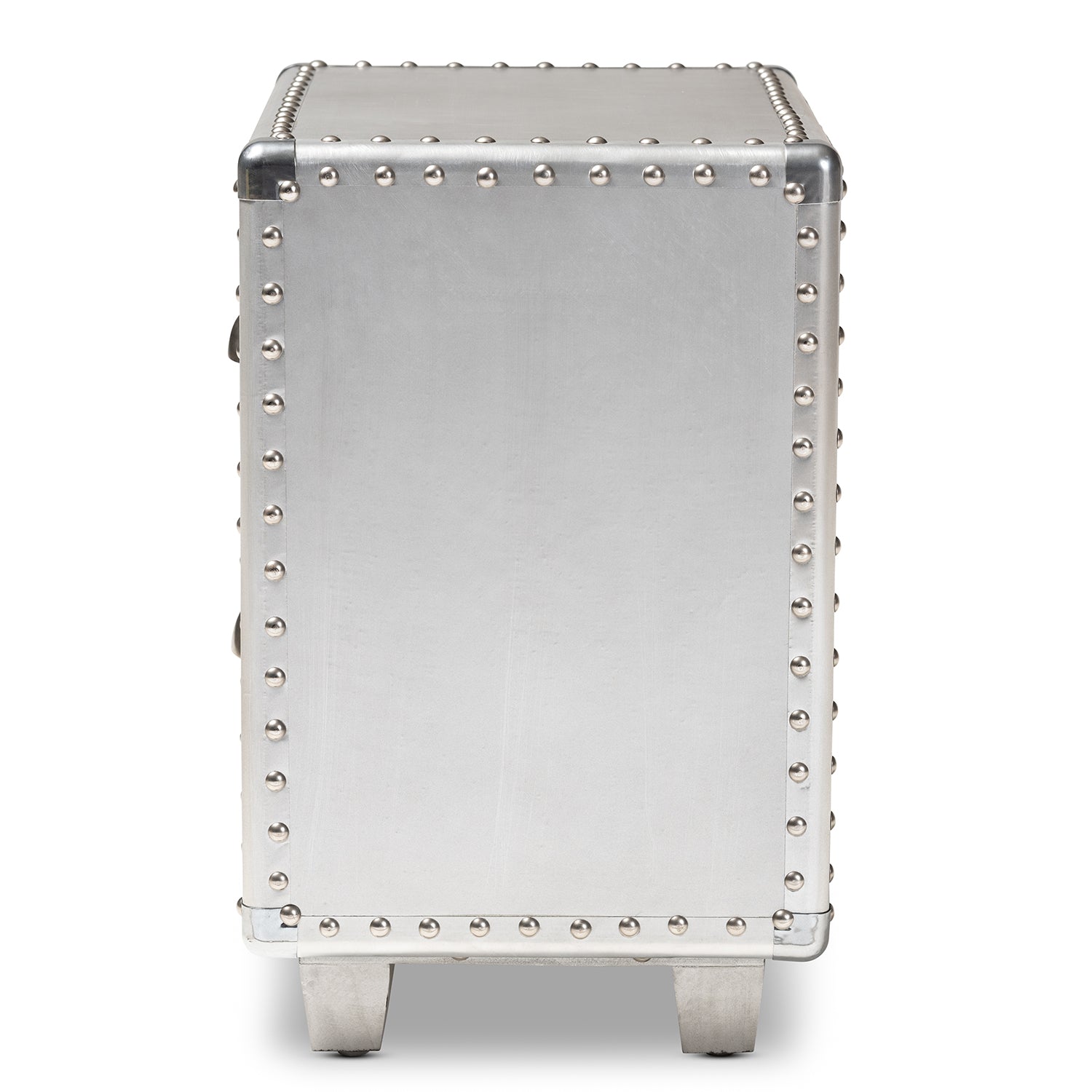 Baxton Studio Davet French Industrial Silver Metal 2-Drawer End Table | Cabinets | Modishstore - 7