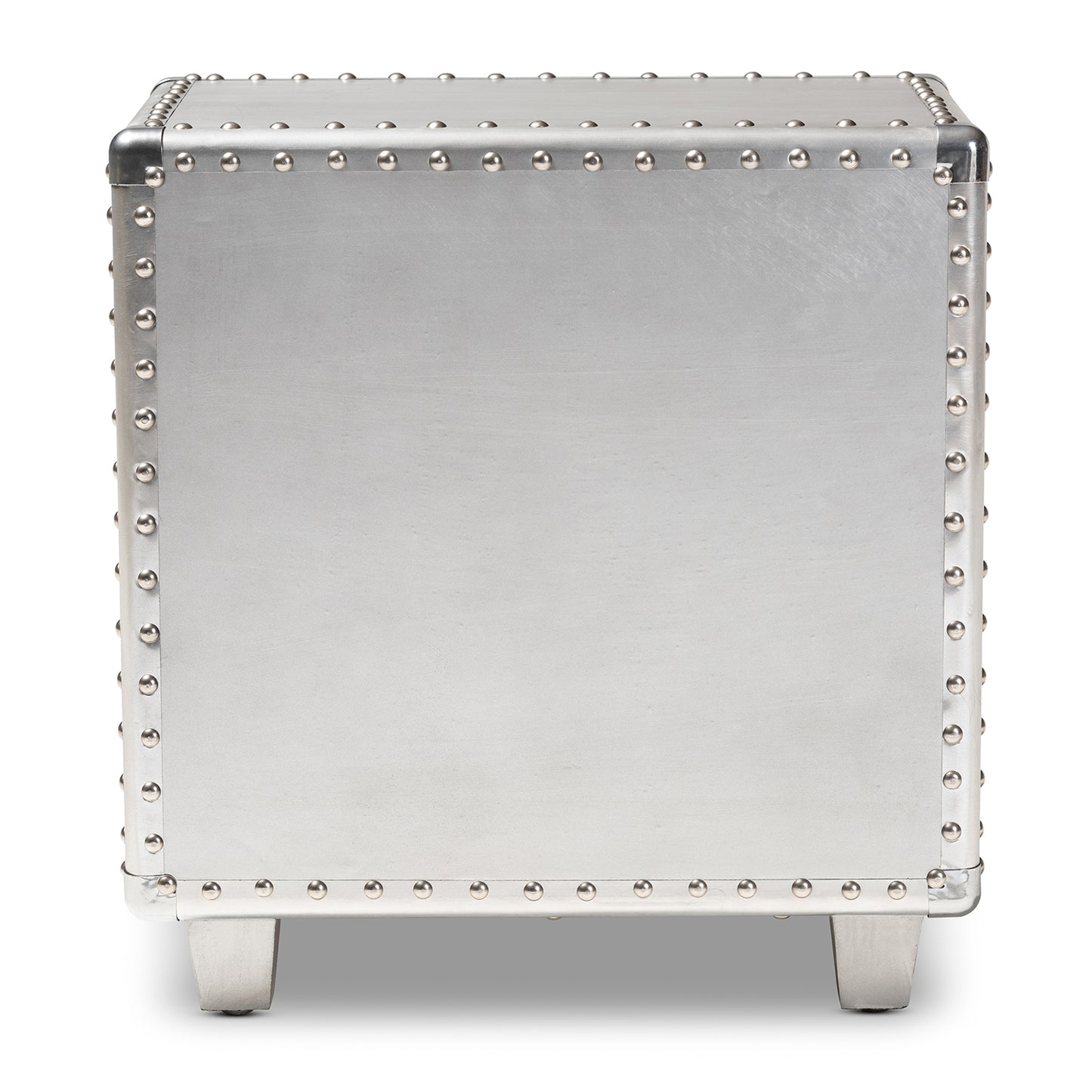 Baxton Studio Davet French Industrial Silver Metal 2-Drawer End Table | Cabinets | Modishstore - 8