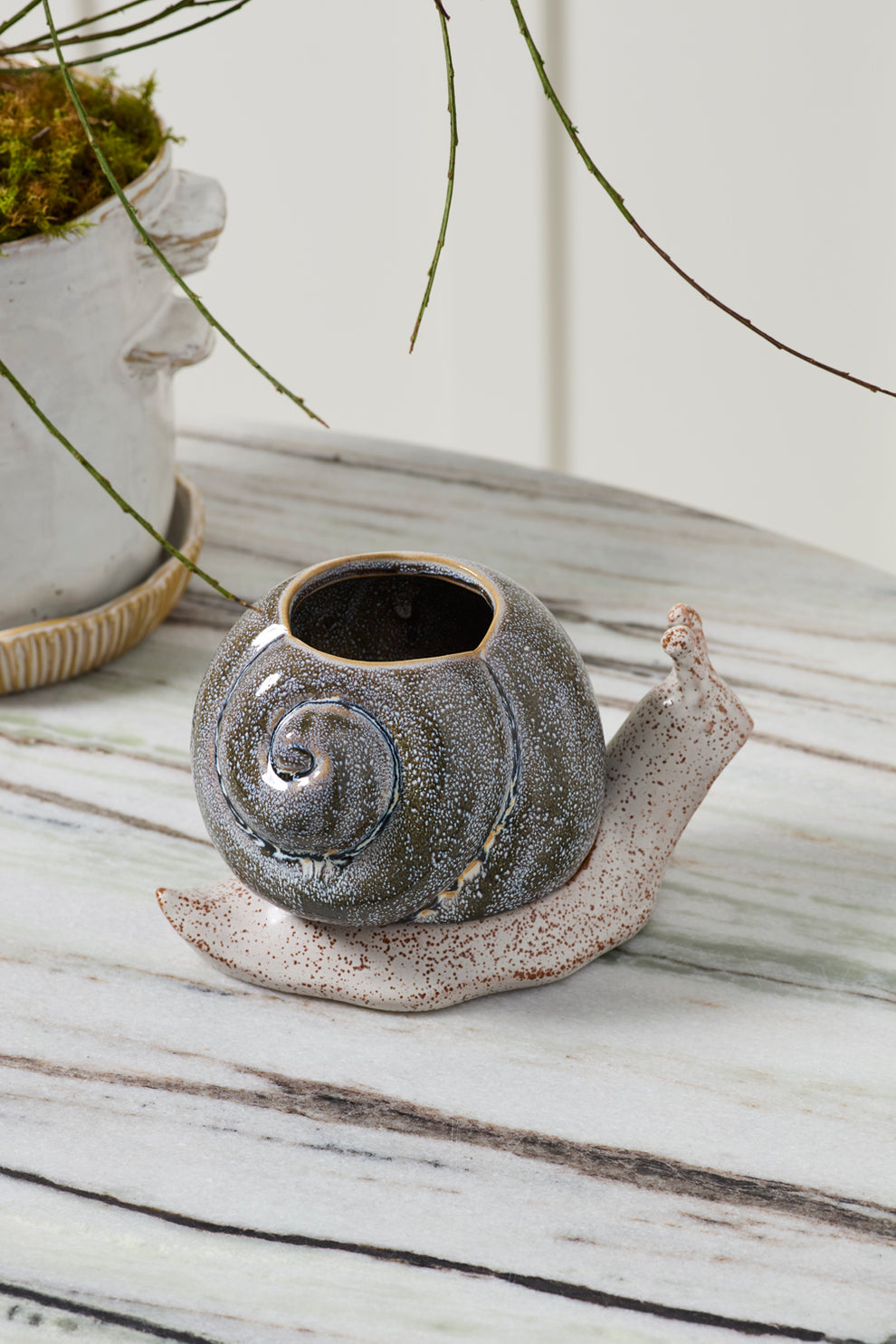Snail Pot with Saucer Set of 2 By Accent Decor | Planters, Troughs & Cachepots | Modishstore - 4