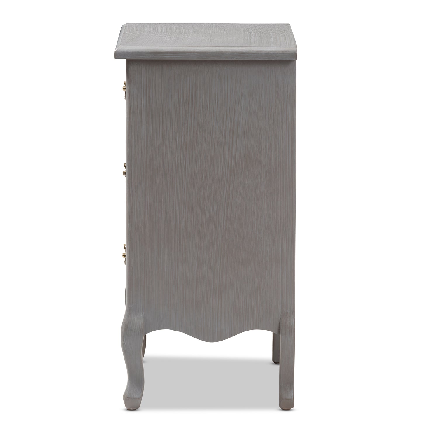 Baxton Studio Capucine Antique French Country Cottage Grey Finished Wood 3-Drawer End Table | Cabinets | Modishstore - 7