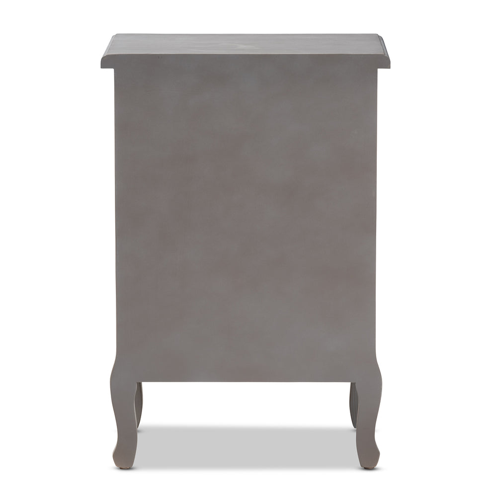 Baxton Studio Capucine Antique French Country Cottage Grey Finished Wood 3-Drawer End Table | Cabinets | Modishstore - 8