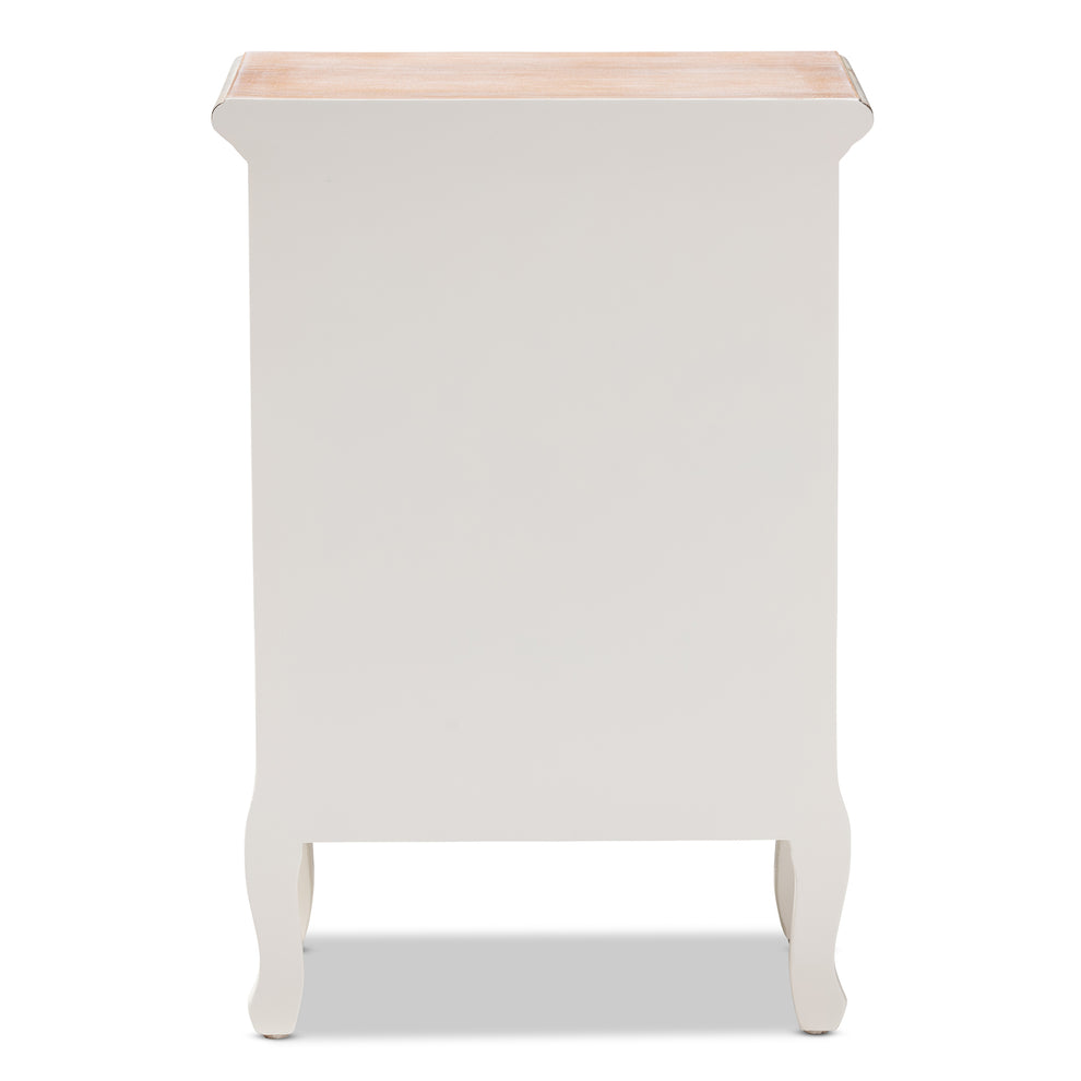 Baxton Studio Capucine Antique French Country Cottage Two Tone Natural Whitewashed Oak and White Finished Wood 3-Drawer End Table | Cabinets | Modishstore - 8