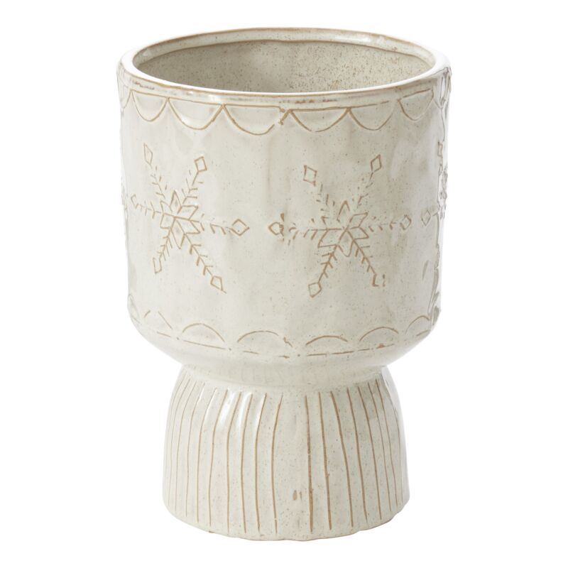Snowflurry Footed Pot 6.75"x 9.75" By Accent Decor | Planters, Troughs & Cachepots | Modishstore - 2