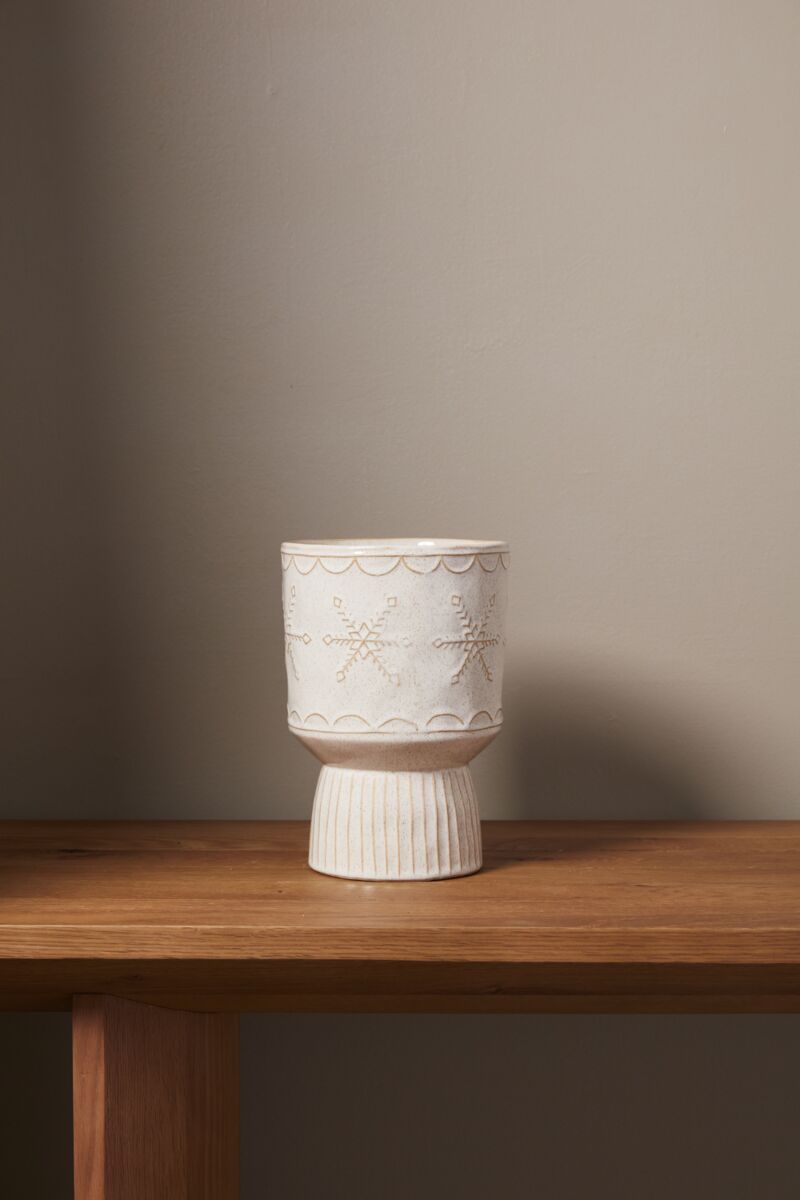 Snowflurry Footed Pot 6.75"x 9.75" By Accent Decor | Planters, Troughs & Cachepots | Modishstore - 1