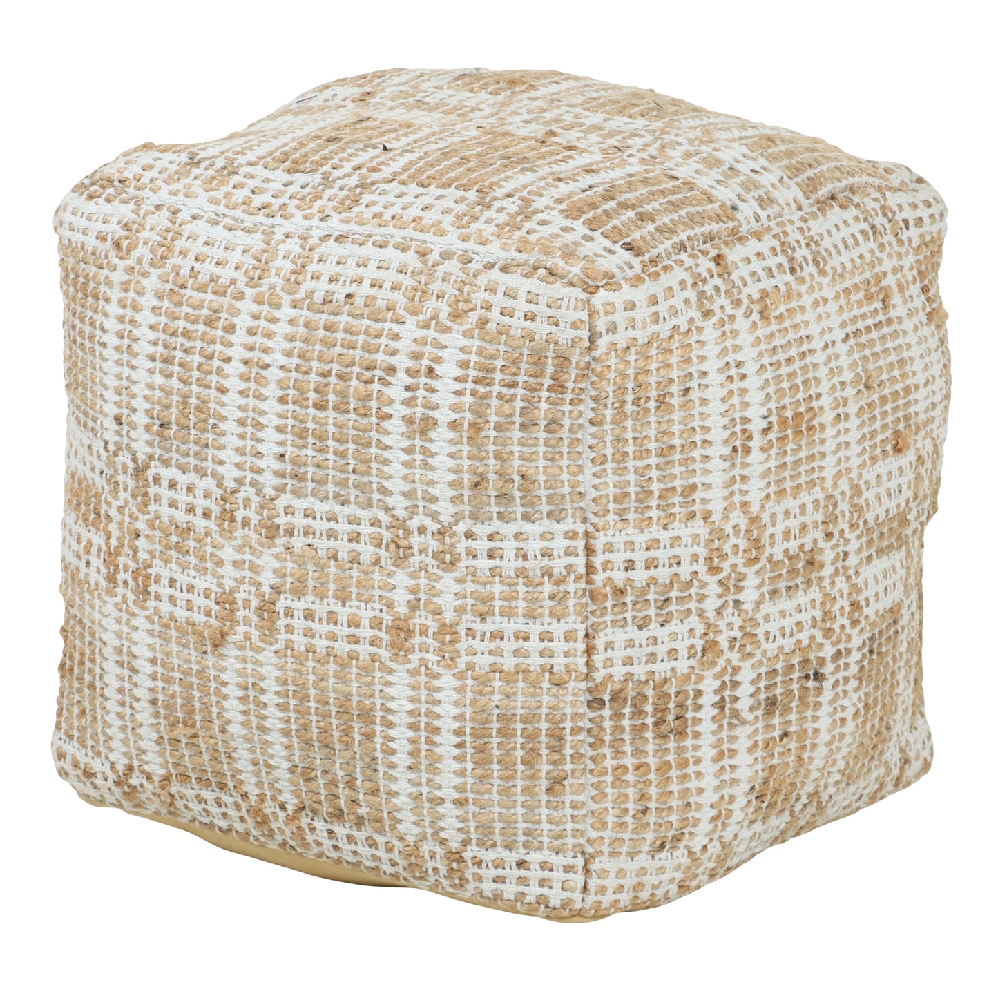 Casia Hemp & Cotton Pouf, Grid By HomArt | Poufs | Modishstore - 1
