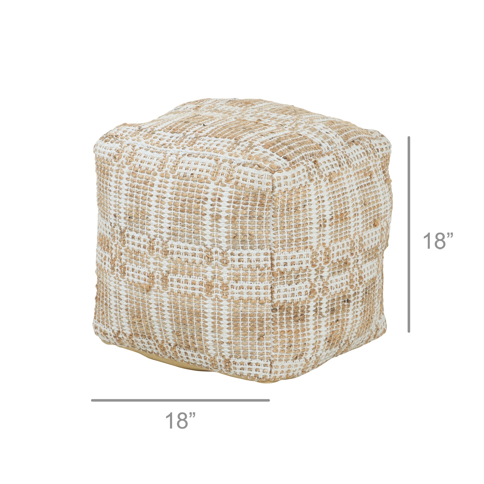 Casia Hemp & Cotton Pouf, Grid By HomArt | Poufs | Modishstore - 2