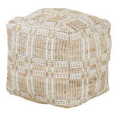 Casia Hemp & Cotton Pouf, Grid By HomArt