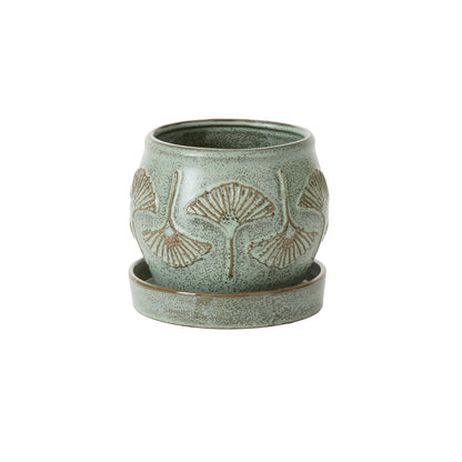 Biloba Pot with Saucer Set of 2 By Accent Decor | Planters, Troughs & Cachepots | Modishstore - 7