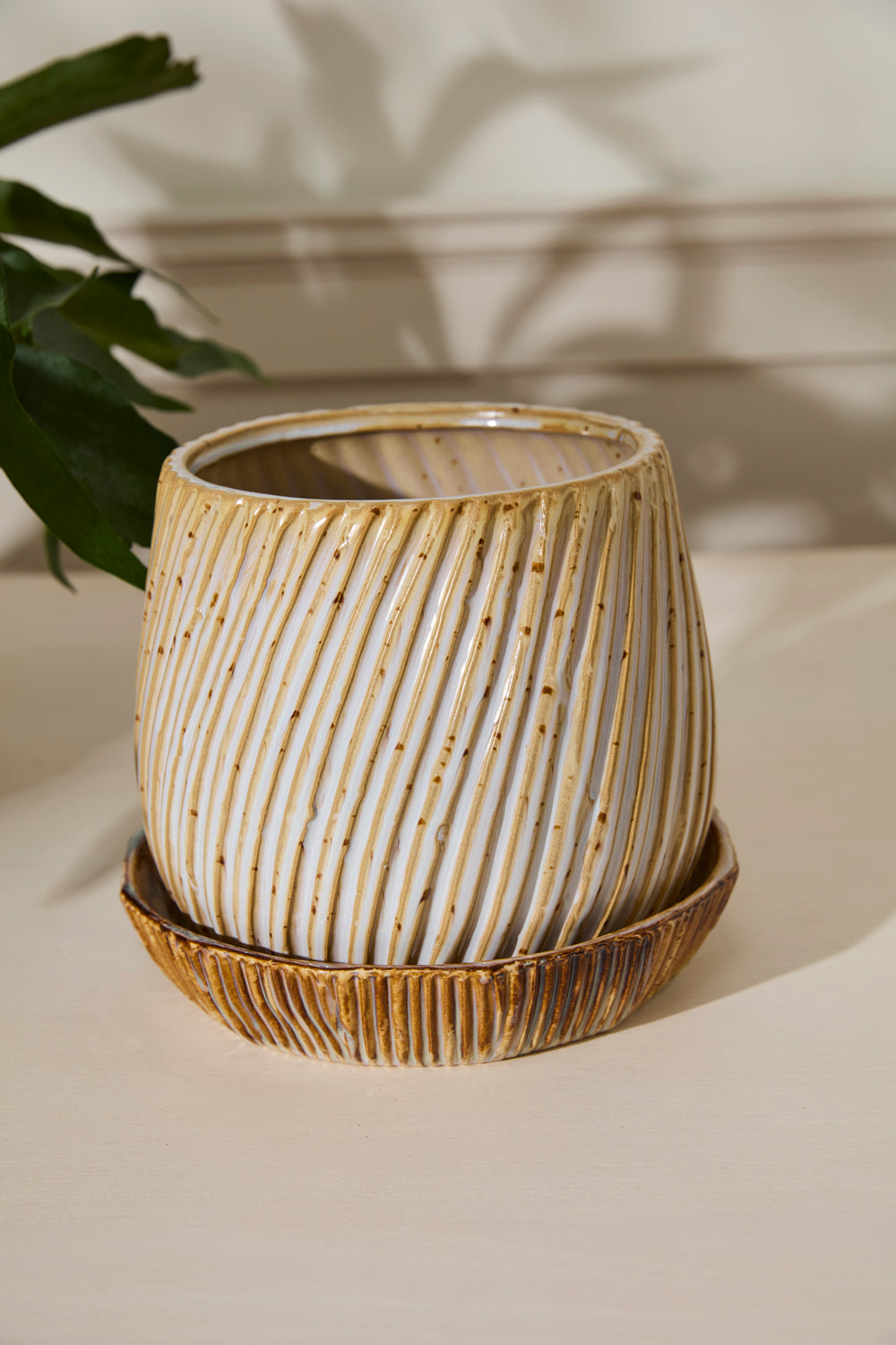 Carved Pot with Saucer Set of 2 By Accent Decor | Planters, Troughs & Cachepots | Modishstore - 7