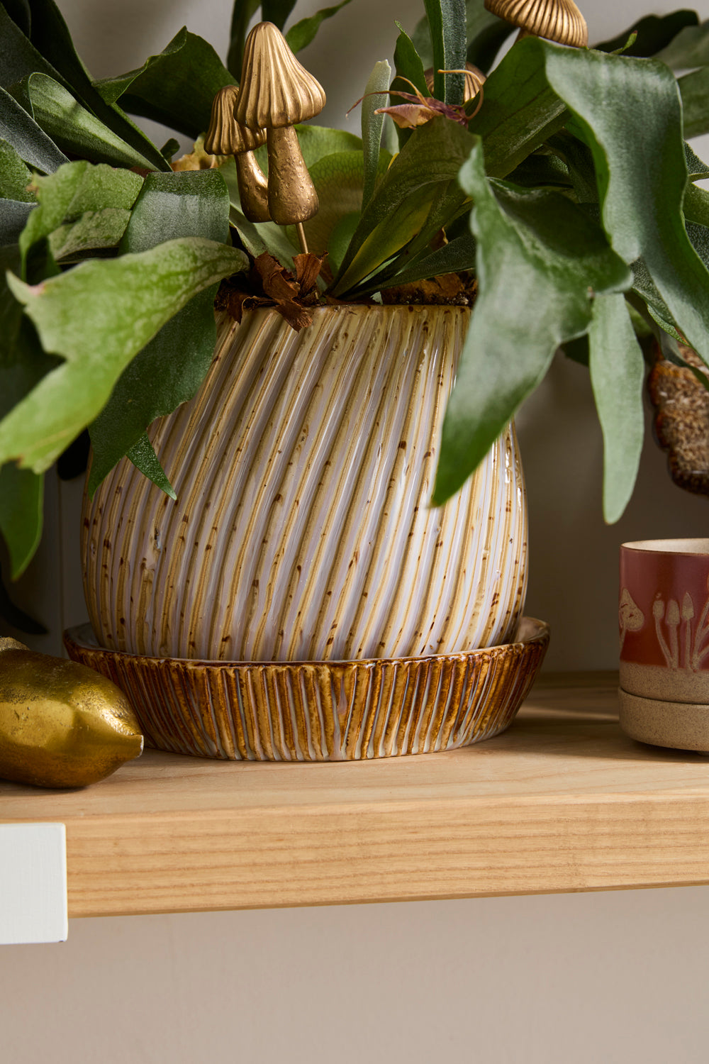 Carved Pot with Saucer Set of 2 By Accent Decor | Planters, Troughs & Cachepots | Modishstore - 9