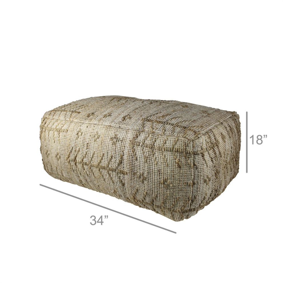Malika Pouf, Hemp, Natural By HomArt | Poufs | Modishstore - 3