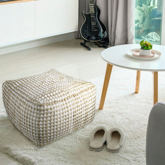 Elin Pouf, Hemp & Cotton By HomArt | Poufs | Modishstore - 1