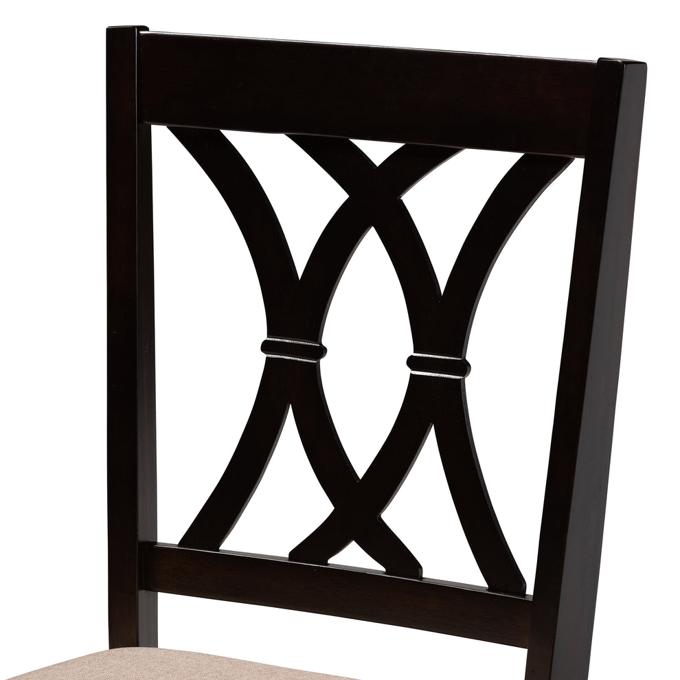 Baxton Studio Reneau Modern and Contemporary Sand Fabric Upholstered Espresso Brown Finished Wood Dining Chair Set of 4 | Dining Chairs | Modishstore - 4