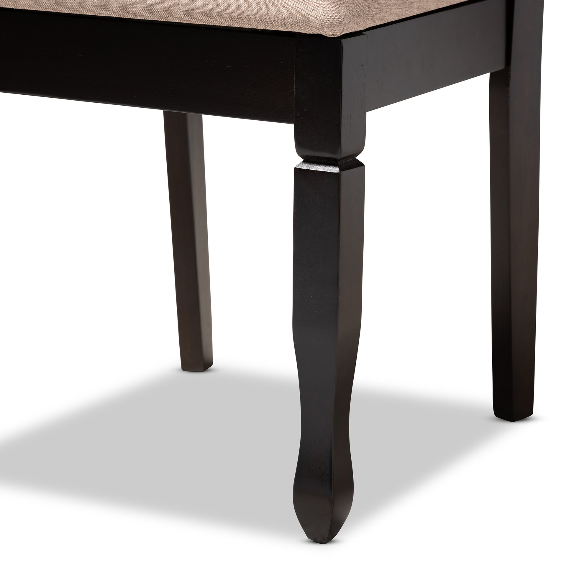 Baxton Studio Reneau Modern and Contemporary Sand Fabric Upholstered Espresso Brown Finished Wood Dining Chair Set of 4 | Dining Chairs | Modishstore - 5