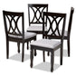 Baxton Studio Reneau Modern and Contemporary Sand Fabric Upholstered Espresso Brown Finished Wood Dining Chair Set of 4 | Dining Chairs | Modishstore - 9
